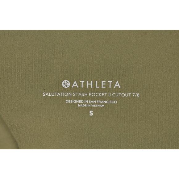 ATHLETA $120 Salutation Stash Pocket II Cutout 7/8 Legging Sage Green Small - Picture 3 of 3